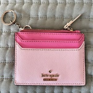 Two Tone pink Kate Spade keychain wallet
